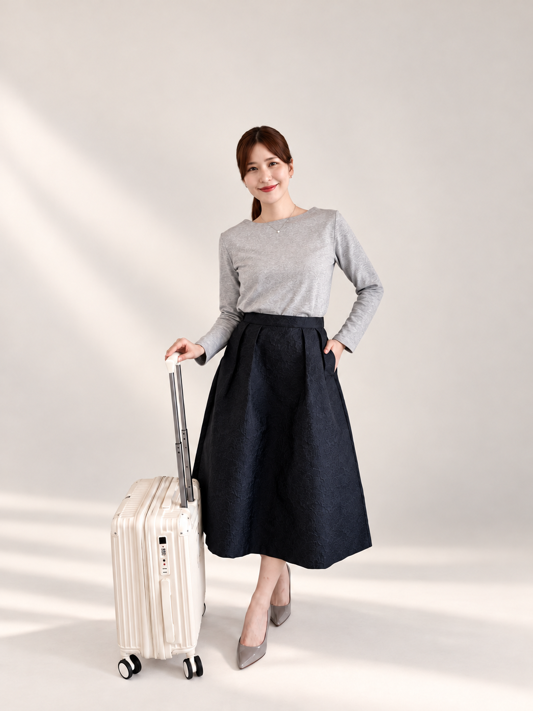【ALIUNA SELECT】Travel Jacquard Skirt